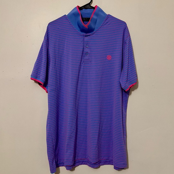 G/FORE XXL Men’s Purple & Pink Striped Performance Polo – Golf / Athleisure - Picture 2 of 5